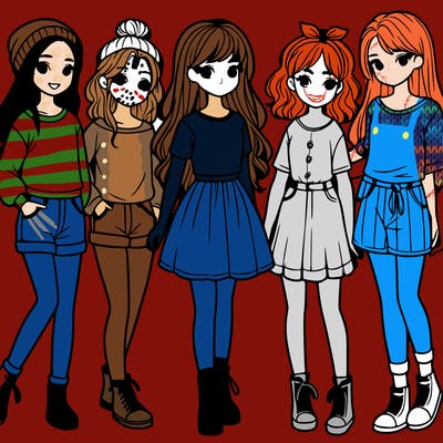 a group of five girls