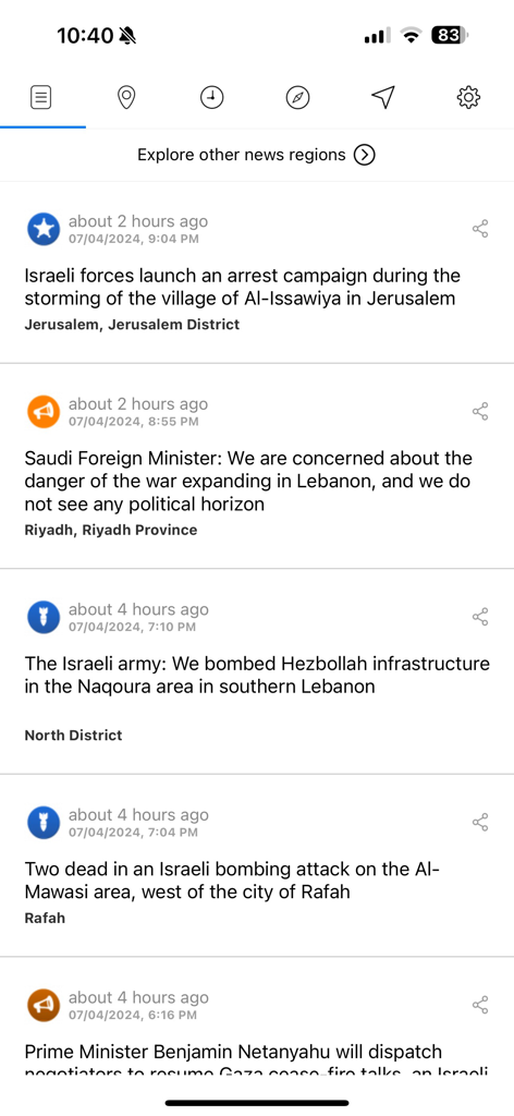 Liveuamap app real time news feed showing geopolitical conflict updates