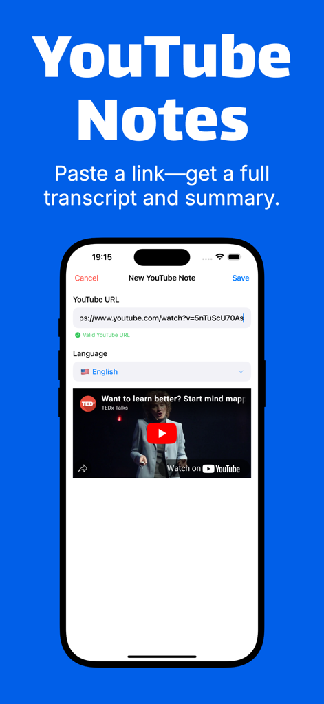 Sonic: Fast AI Transcriber - Interfaz para transcribir y resumir vídeos de YouTube utilizando un enlace URL