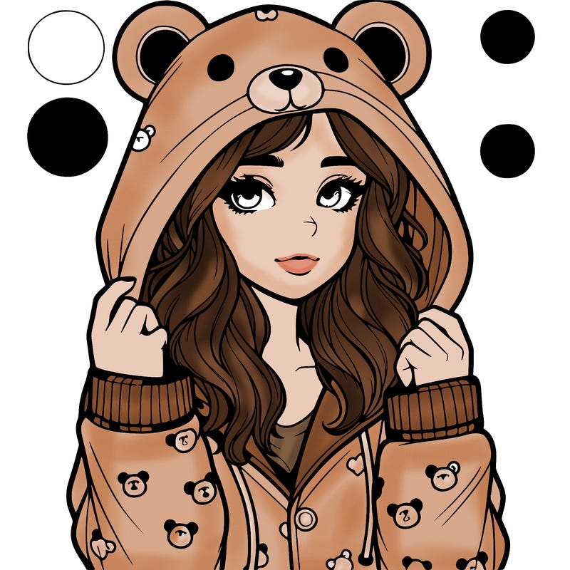 realistic girl in a animal pjs hoodie