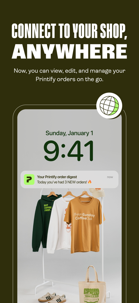 A smartphone lock screen showing a notification from the Printify app about new customer orders.