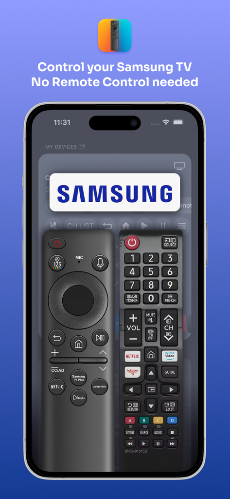 Easy Remote: Remote Control TV - Pantalla de iPhone mostrando diseños físicos de mando a distancia para TV Samsung para la aplicación Easy Remote