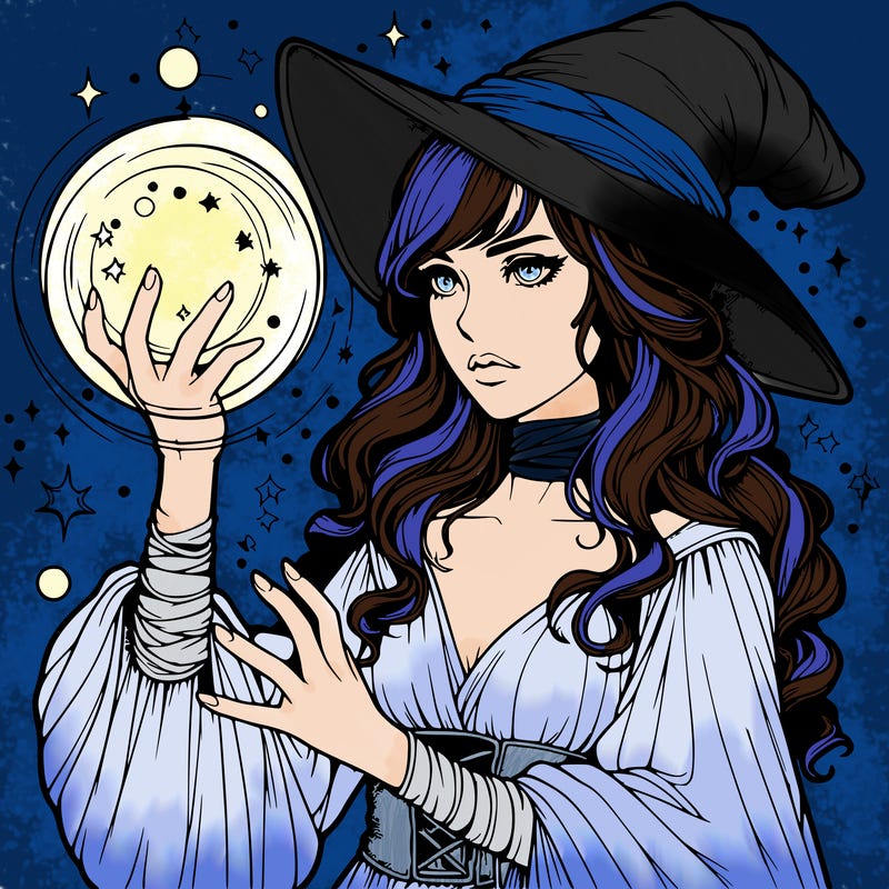 realistic women sorcerer using magic