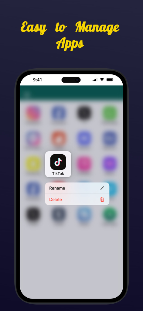 Dual apps - Parallel Space - Interface of Dual apps showing options to rename or delete a cloned TikTok account