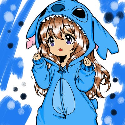 anime girl in a stitch onsie