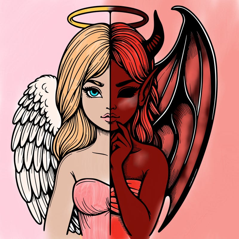 realistic angel half demon