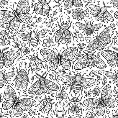 Explore a captivating world of winged wonders with this intricate insect line art pattern. This detailed design offers a relaxing and engaging coloring experience for enthusiasts of all ages.