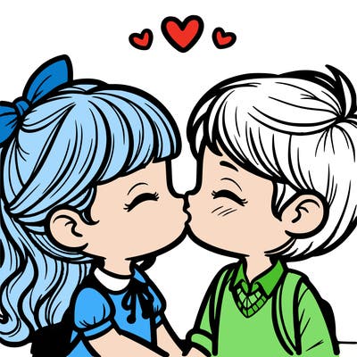 boy and girl kissing
