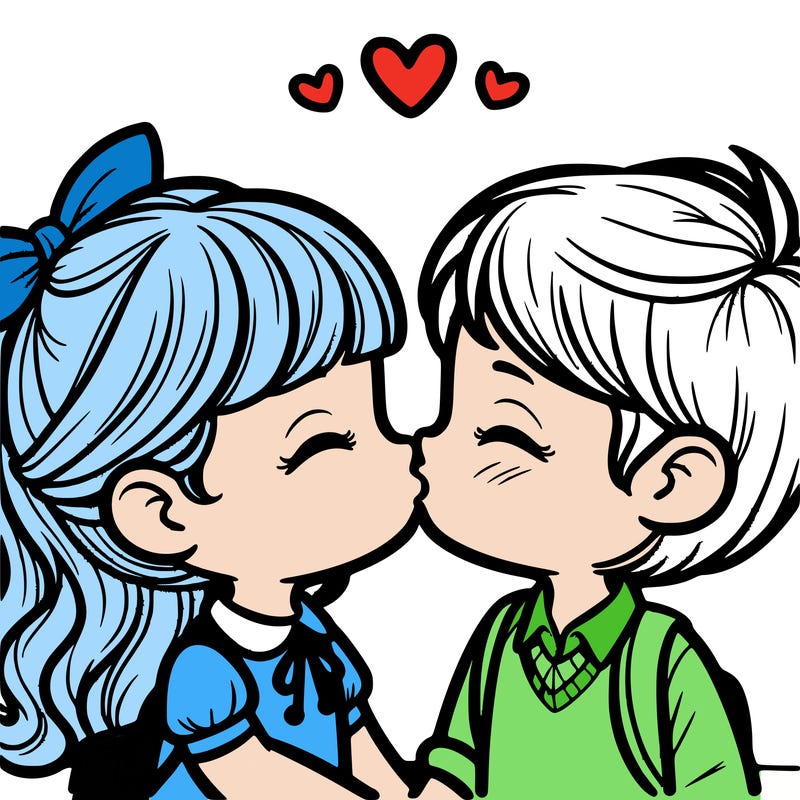 boy and girl kissing