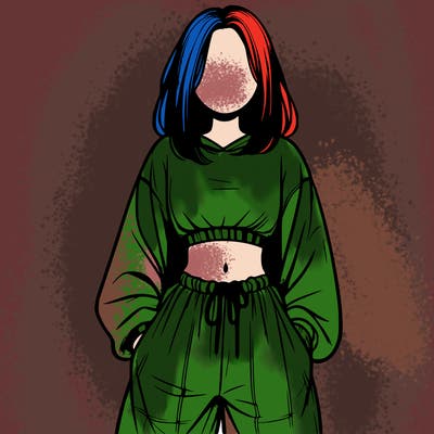 realistic girl faceless with baggy pants and a crop top