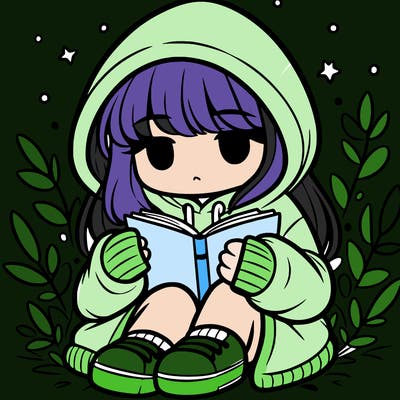 girl in oversized hoodie reading a book