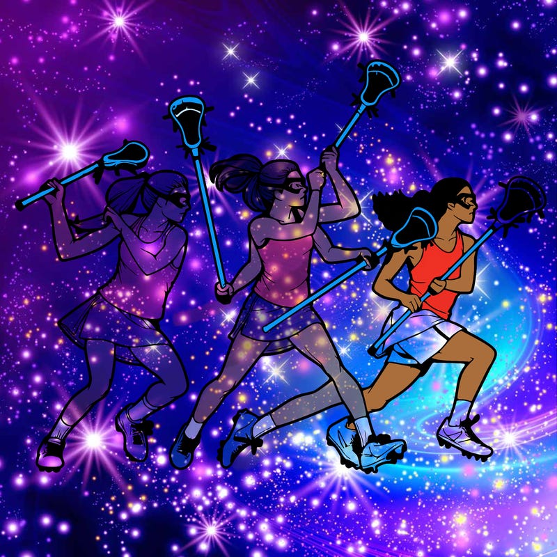 realistic women playing lacrosse