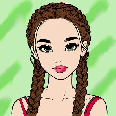realistic girl with braids