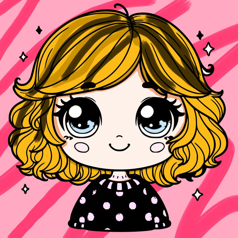 little girl with short wavy chin-length hair with a polka dot sweater and very big sparkling bright eyes