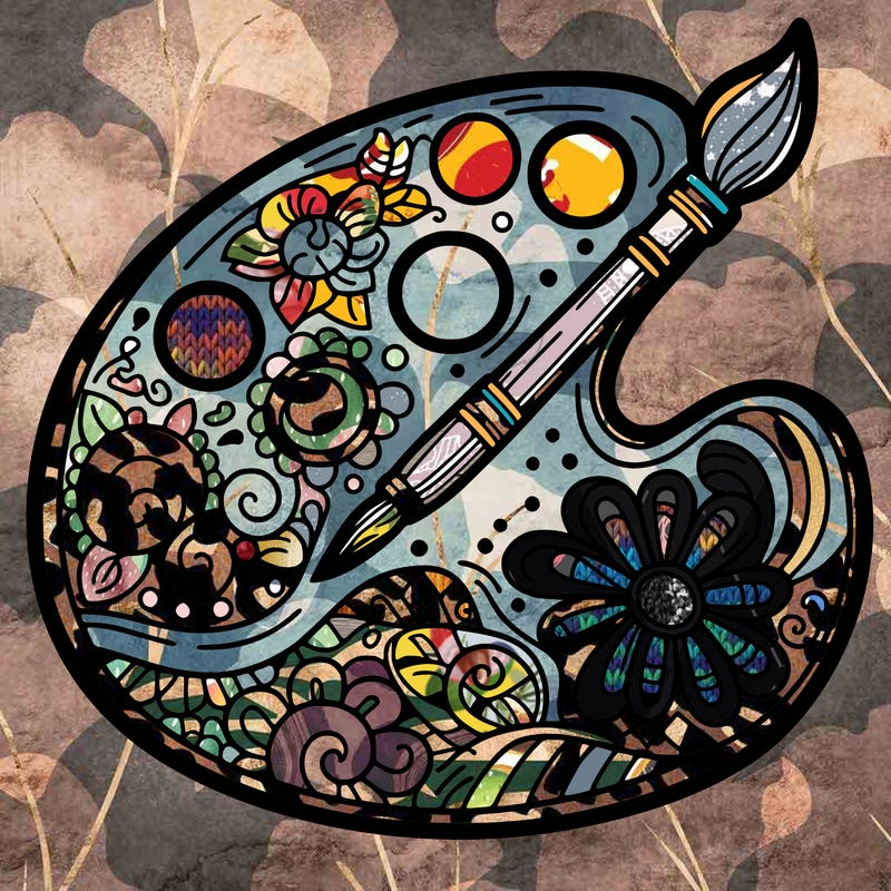 decorated paint palette