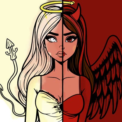 devil vs angel realistic girl