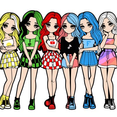 a group of girls realistic