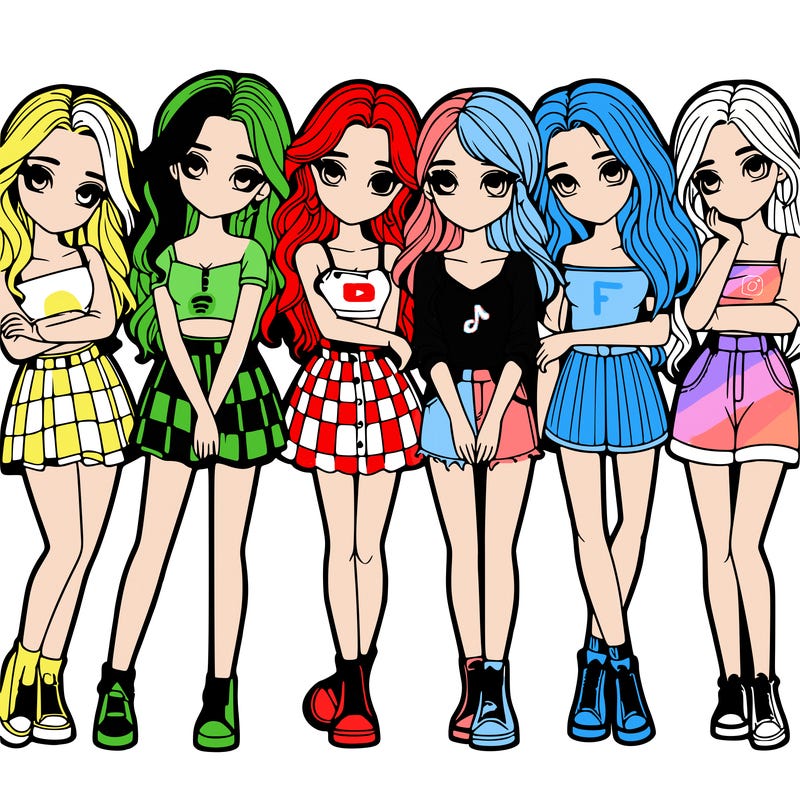 a group of girls realistic