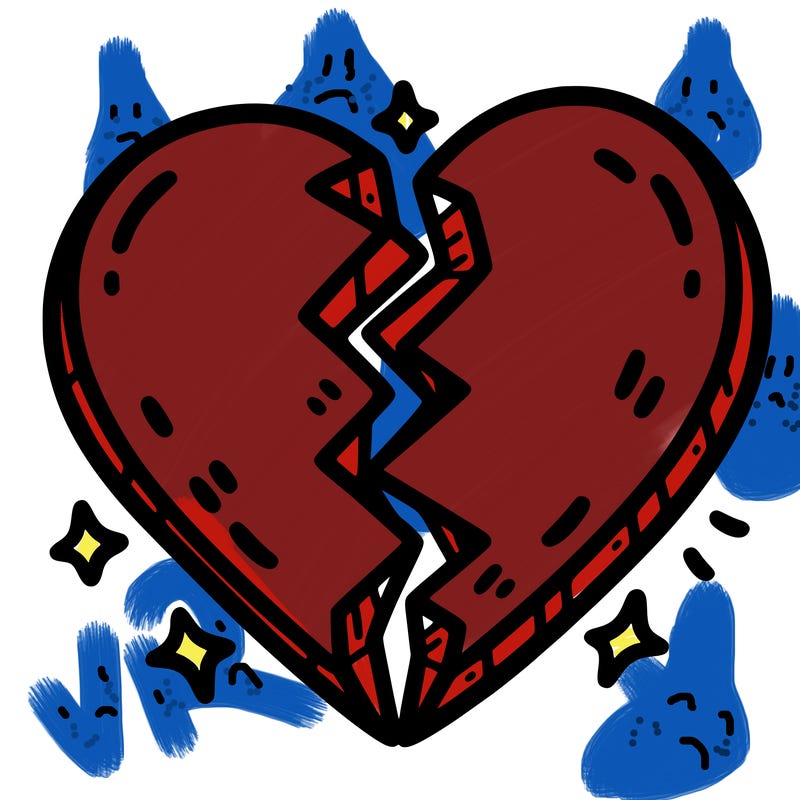 split in half heart