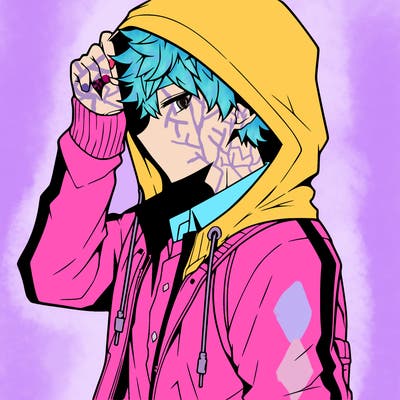 anime guy in hoodie