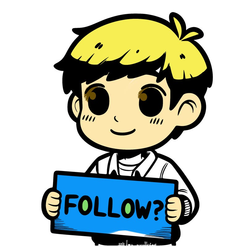 guy holding sign that says "follow?"