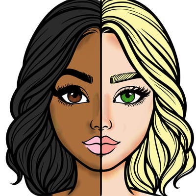realistic girl split half