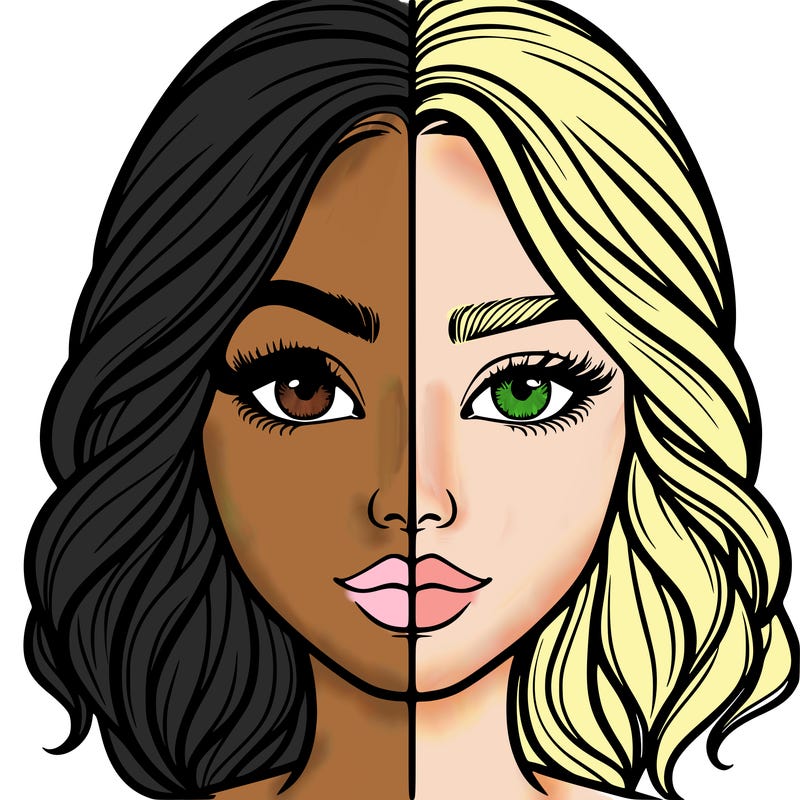 realistic girl split half