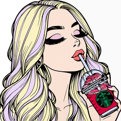 realistic girl drinking starbucks