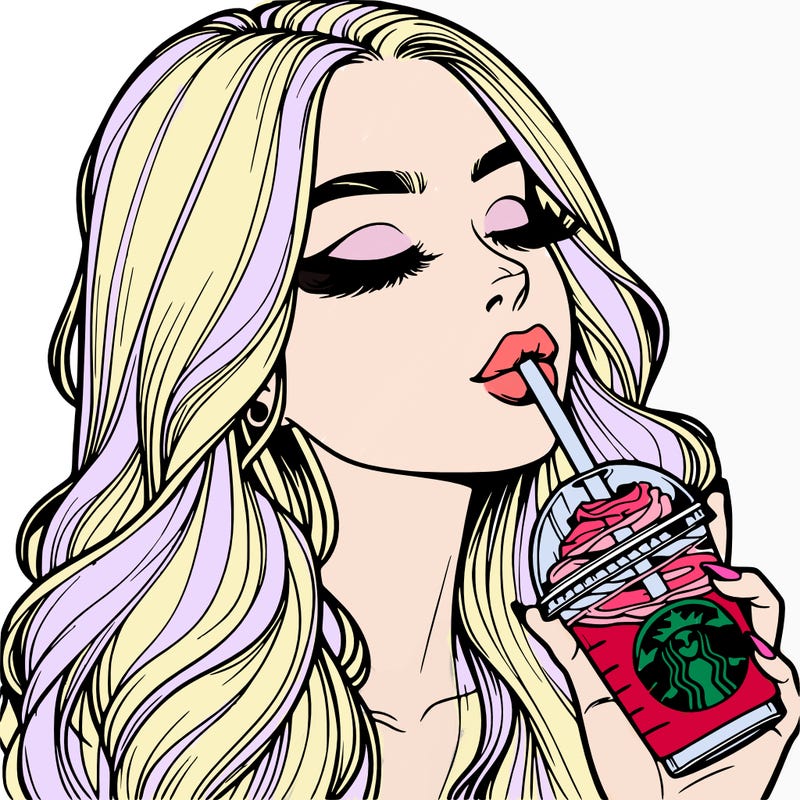 realistic girl drinking starbucks