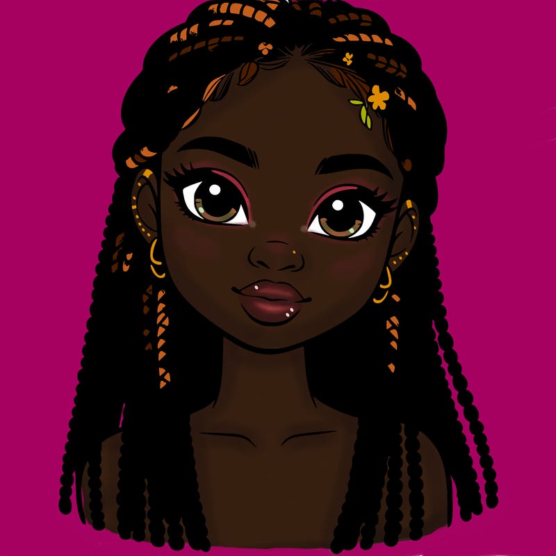 a realistic black girl with braids