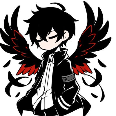dark anime boy with wings