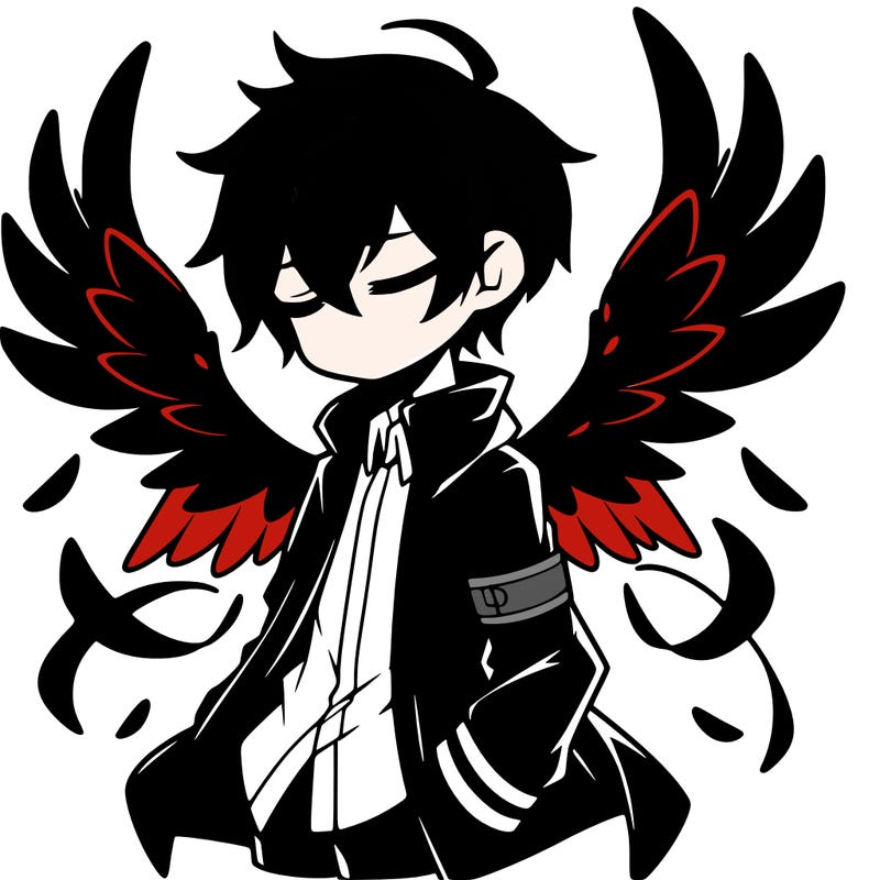 dark anime boy with wings