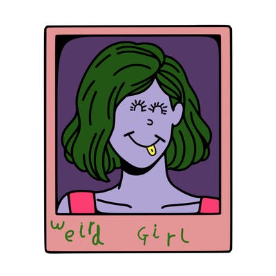 a polaroid portrait of swift's face cut off at the eyes