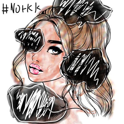 realistic girl with a ponytail on her hair and lips