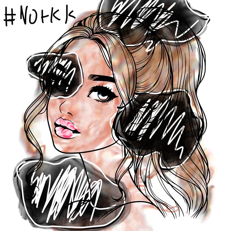 realistic girl with a ponytail on her hair and lips