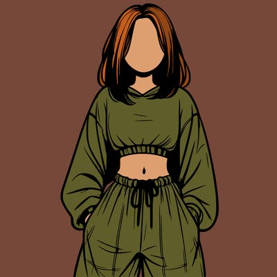 realistic girl faceless with baggy pants and a crop top