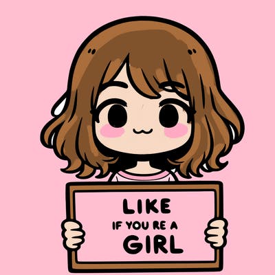 a cute girl holding a sign that says like if you’re a girl