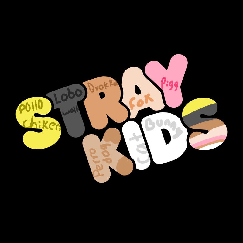 bubble letters saying stray kids