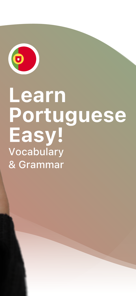 LENGOポルトガル語学習アプリの紹介画面、語彙と文法を特徴とする