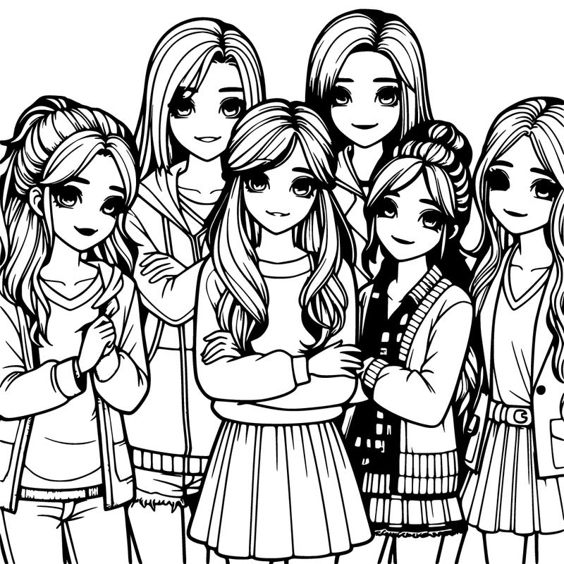 a group of girls realistic