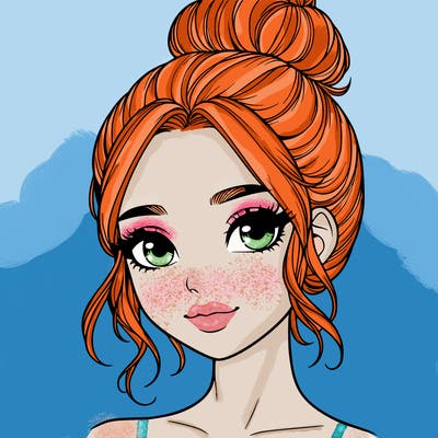realistic pretty girl with hair in bun