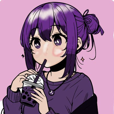 manga character drinking boba