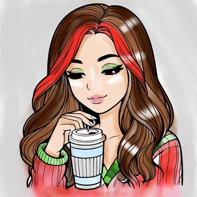 realist girl drinking coffee