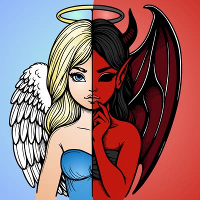 realistic angel half demon