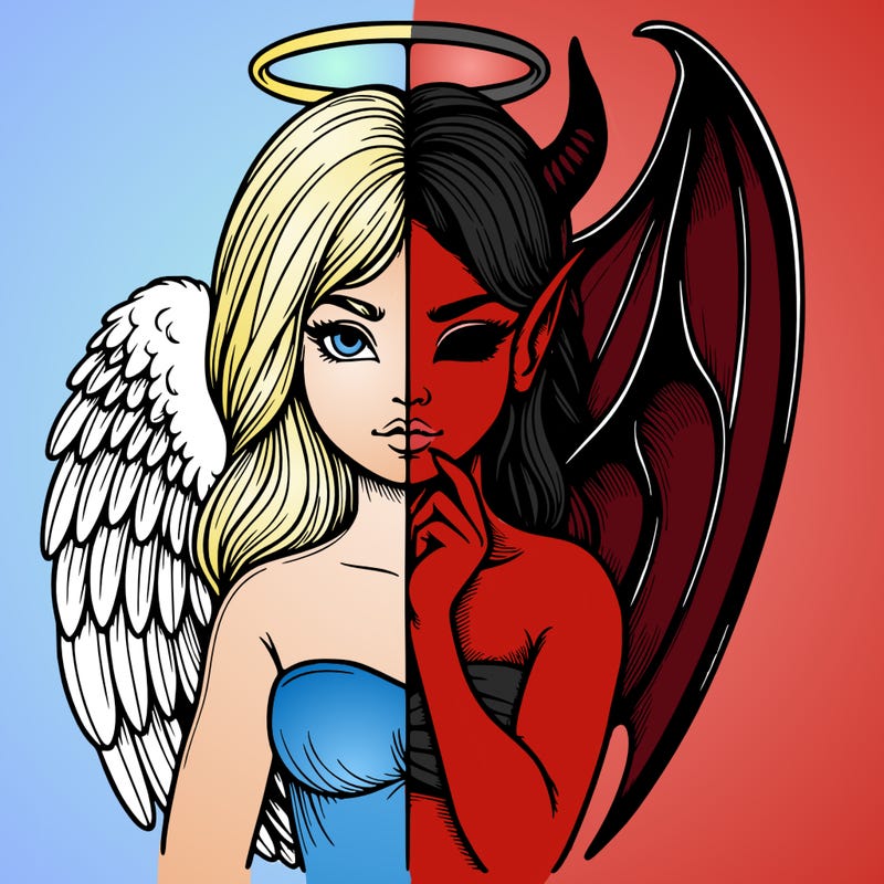 realistic angel half demon