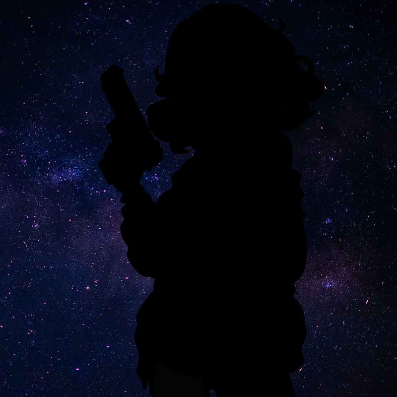 stylish teenage girl with gun