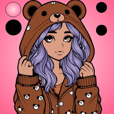 realistic girl in a animal pjs hoodie