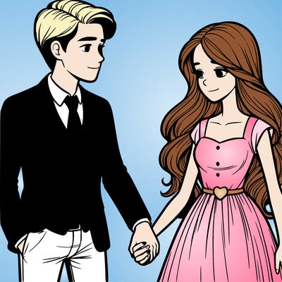 a realistic man and woman holding hands