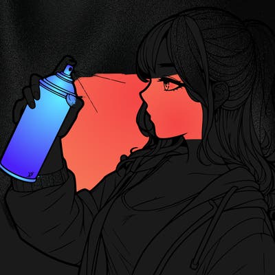 a realistic girl spray, painting