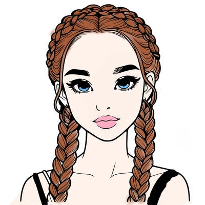realistic girl with braids